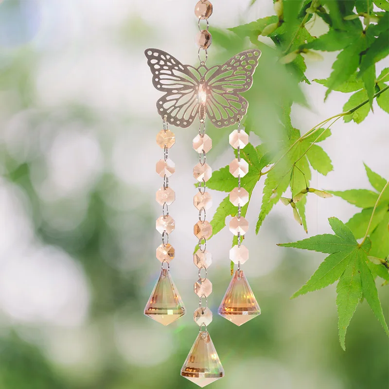

Crystal Life Champagne Chandelier Suncatcher Heart Butterfly Animal Feng Shui Home Wedding Decoration Window Hanging Souvenir