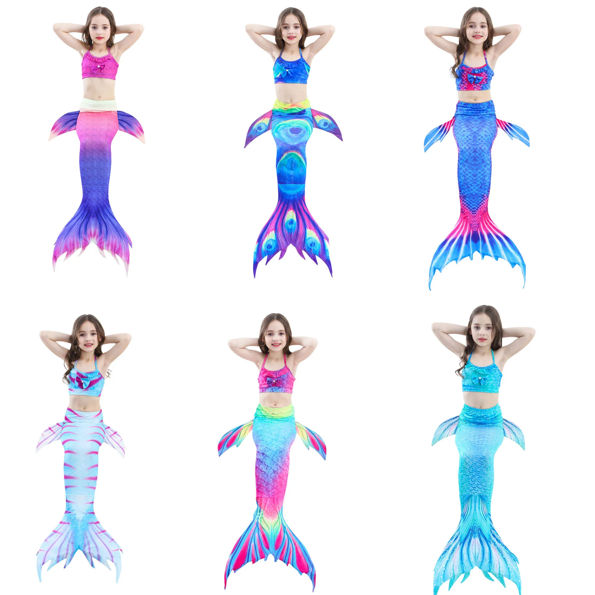 

Kids Swimmable Mermaid Tail for Girls Swimming Bating Suit Mermaid Costume for Child Swimsuit Can Add Monofin Fin Goggle Garland