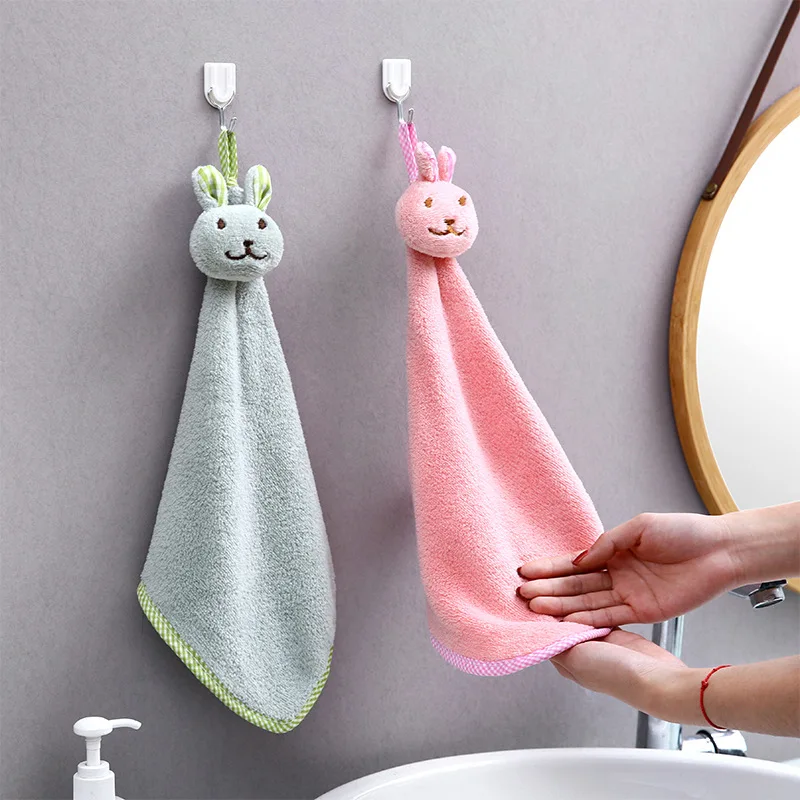 Кухня мультфильм животное Висячие Ткани Мягкие плюшевые Dishcloths ручное полотенце протирать Висячие купальные полотенца для детей ванная комната