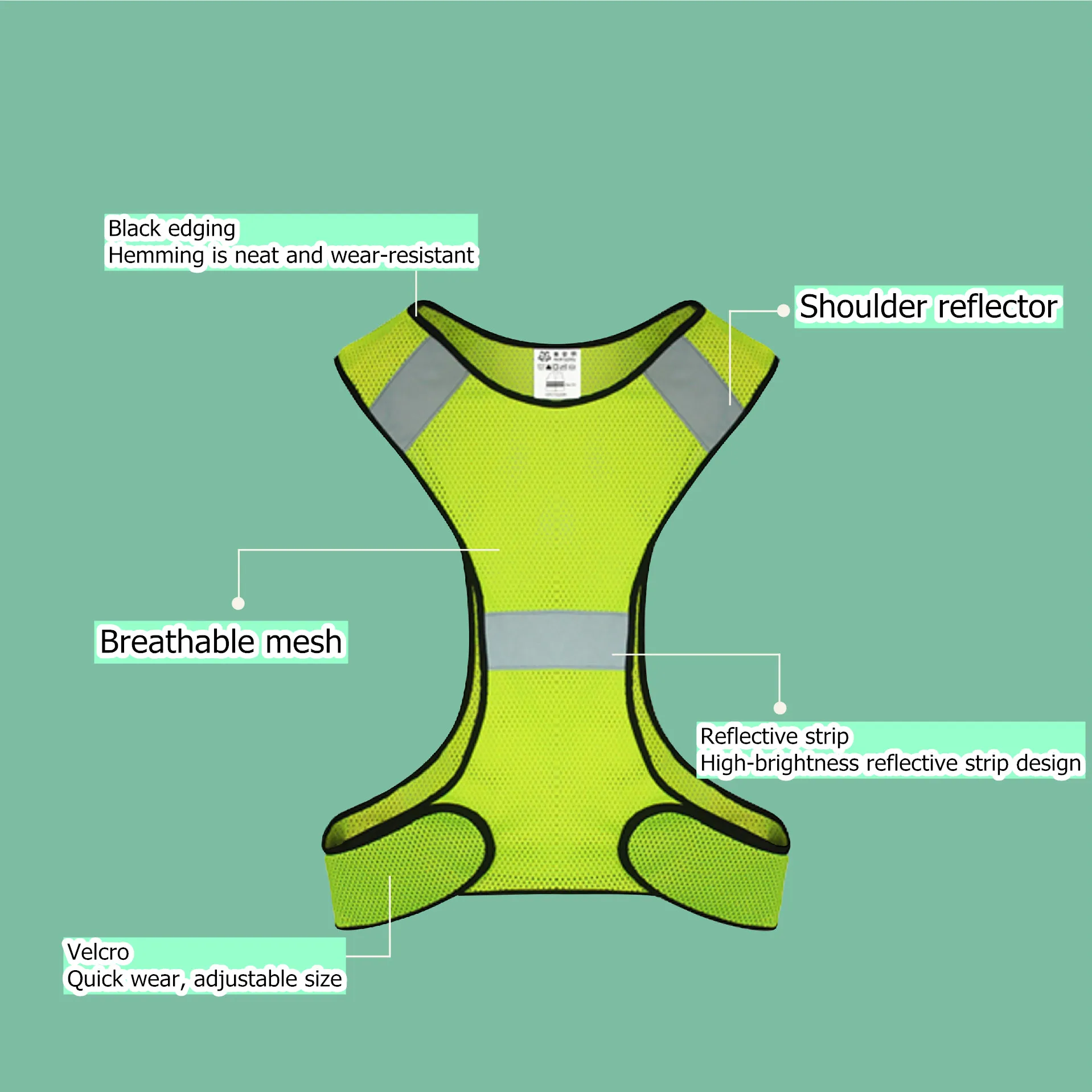 

1pc Reflective Vest Child Adult Safety Traffic Protection Material Breathable Luminous Soft Sports Green Night Reflective Vest