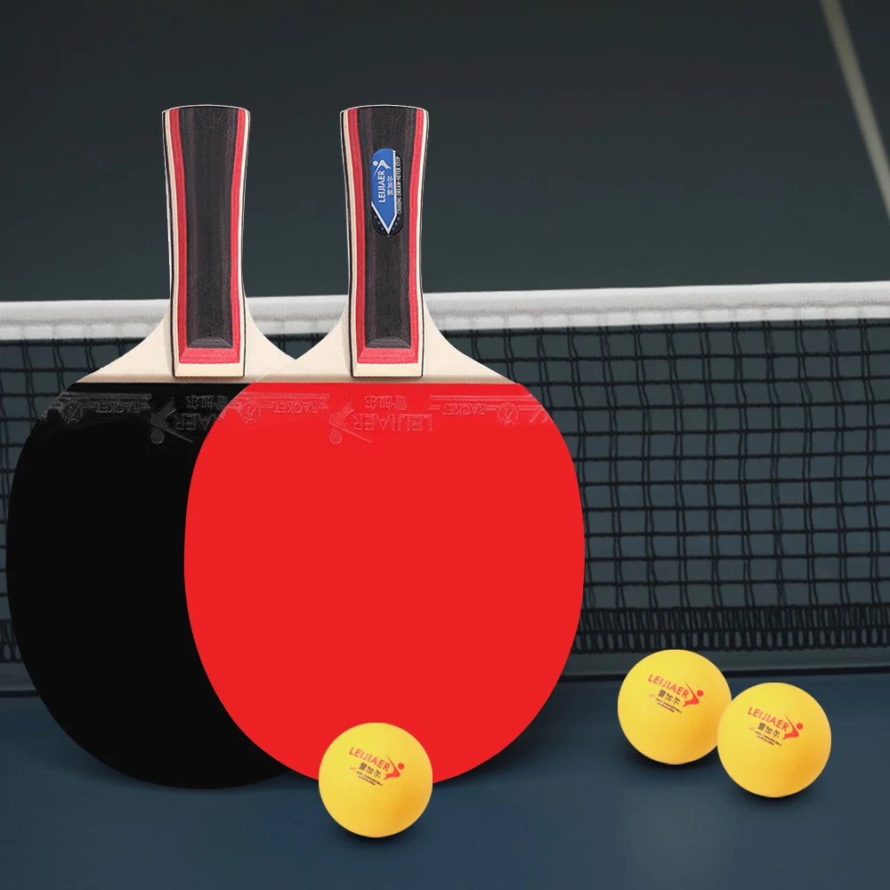 

2PCS/Lot Table Tennis Bat Racket Ping Pong Paddle Racket Set With Bag 3 Balls Double Face Pimples In Long Short Handle