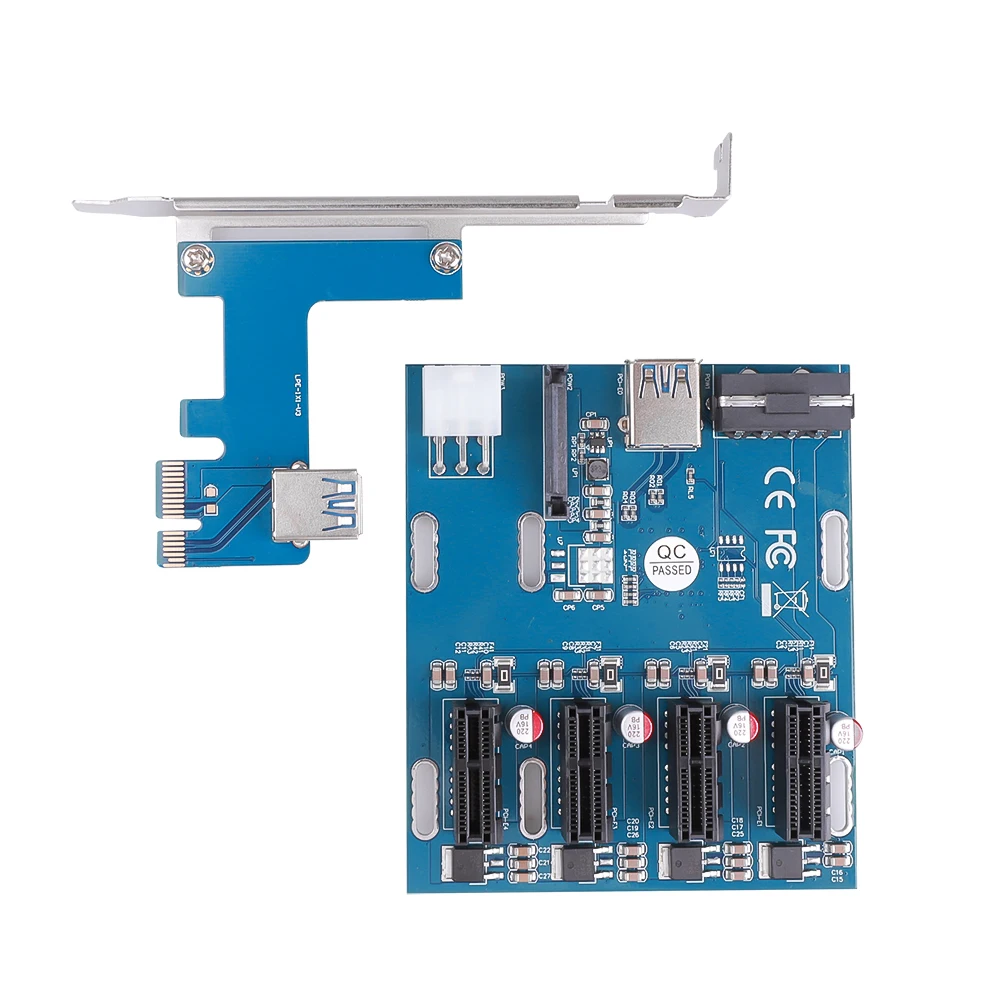 Kebidu 1X Слоты Райзер мини низкопрофильный ITX для внешнего PCIe 1 до 4 pci express адаптер