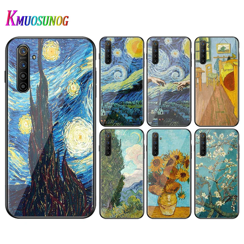 

For OPPO A5 A9 2020 F7 Phone Cover Van Gogh Oil Art for OPPO Reno 2 Z 2Z 2F 3 4 Pro 5G Bright Black Phone Case