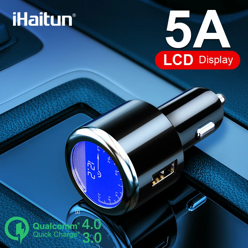 Автомобильное зарядное устройство iHaitun с ЖК дисплеем 3 0 А USB 1|Зарядные устройства