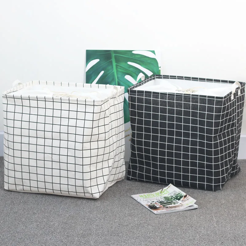 

Household Cotton Linen Dirty Clothes Basket Cloth Folding Beam Mouth Dustproof Storage Basket Clothes Toy Laundry Basket