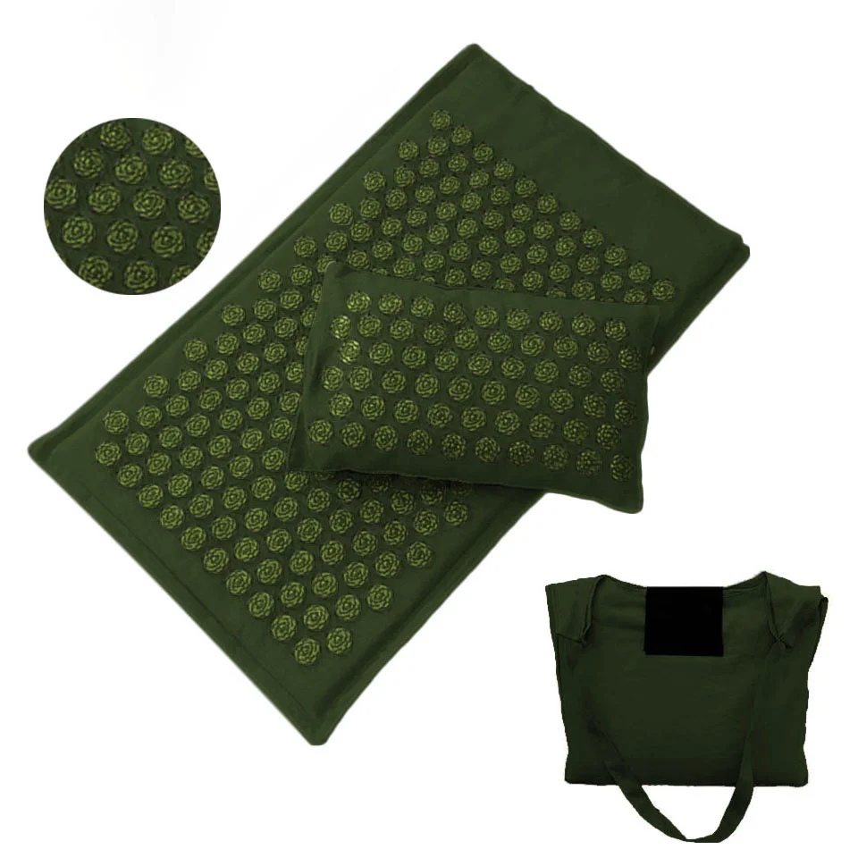 Yoga mat set neck and body acupoint massage pad pain relief linen | Красота и здоровье