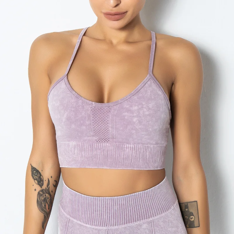 

Shi Nuoxuan seamless sports fitness bra gather thin straps beautiful back tight yoga clothes high elastic vest