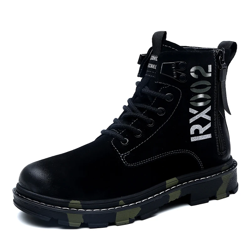 

Men Boots New Spring Ankle Boots Shoes Winter Genuine Leather Shoes Man Punk Casual Riding Equestr black Botas Hombre Plus 46