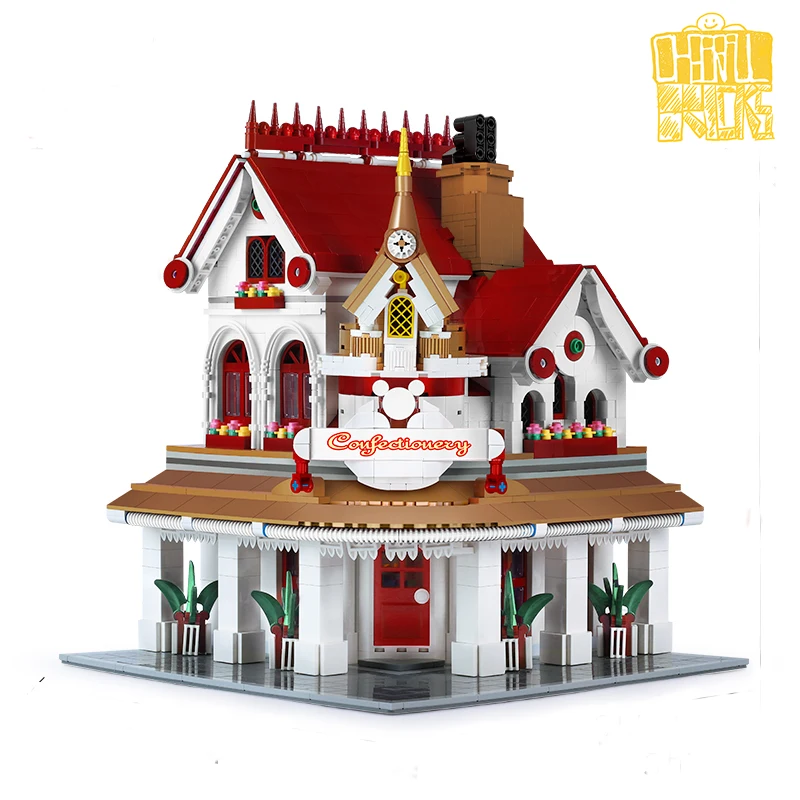 Форма король MOC Райский угол здание ресторана модель улицы сборные блоки кирпичи