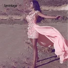 Длинная юбка Sevintage, шифоновое плиссированное платье с 3D цветами, для особых случаев, мини-Выпускные платья