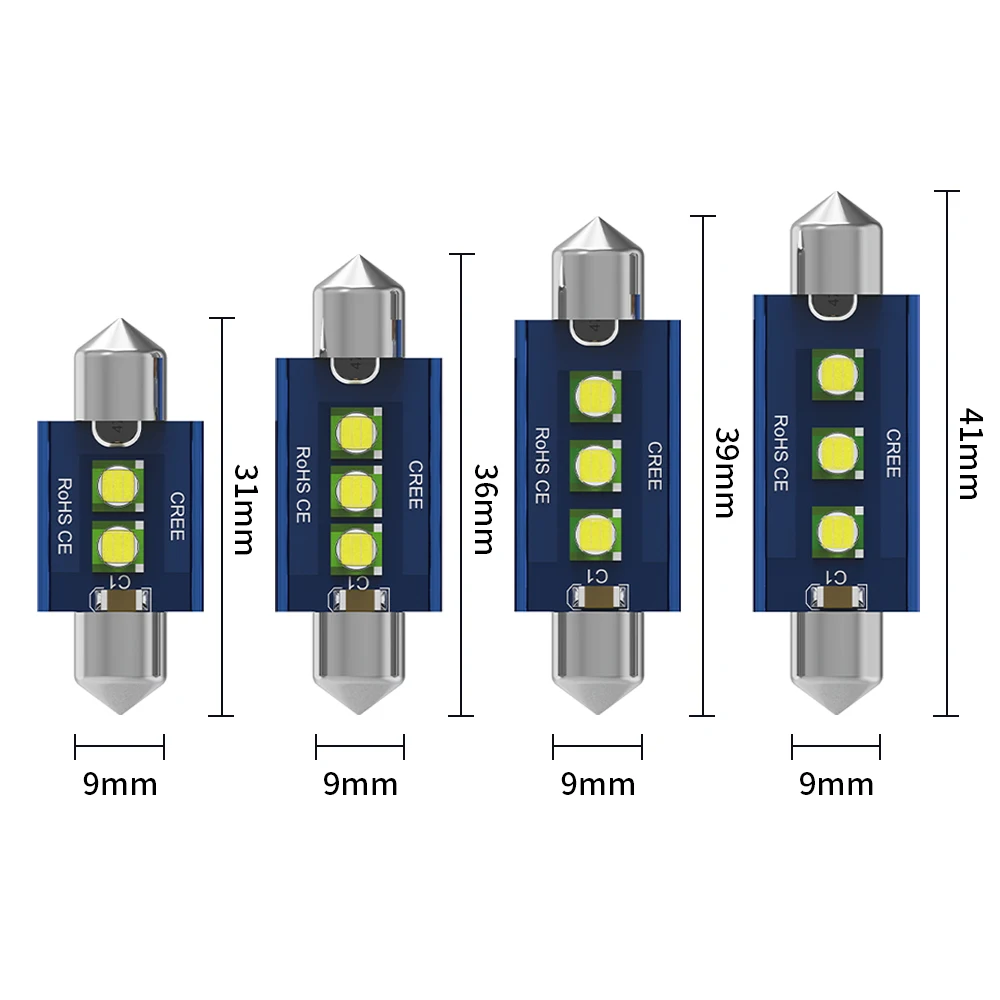 4 светодиодный т. C10W C5W Светодиодные Лампы Canbus Festoon 31 мм 36 39 41 CREE сверхъярсветильник
