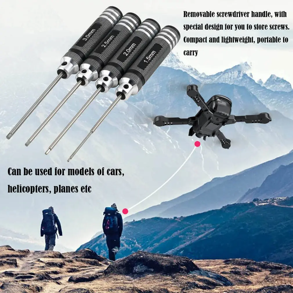 4PCS Hex Screwdrivers 1.5mm 2.0mm 2.5mm 3.0mm Professional Screw Driver Tool Kit For RC Helicopter Plane Transmitter Car | Игрушки и
