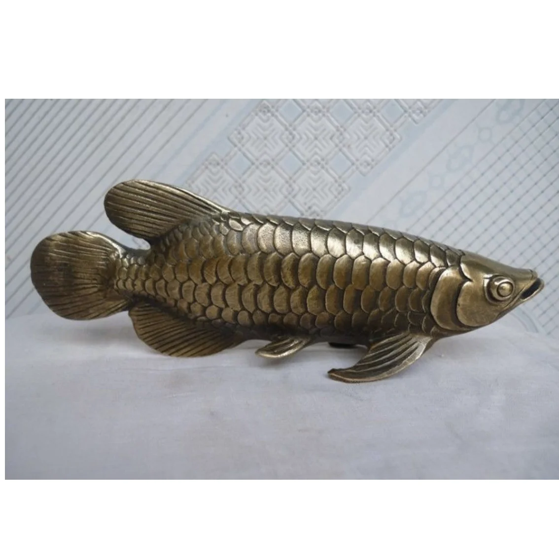 

Chinese Folk Culture HandMade Brass Bronze statue Fish Sculpture