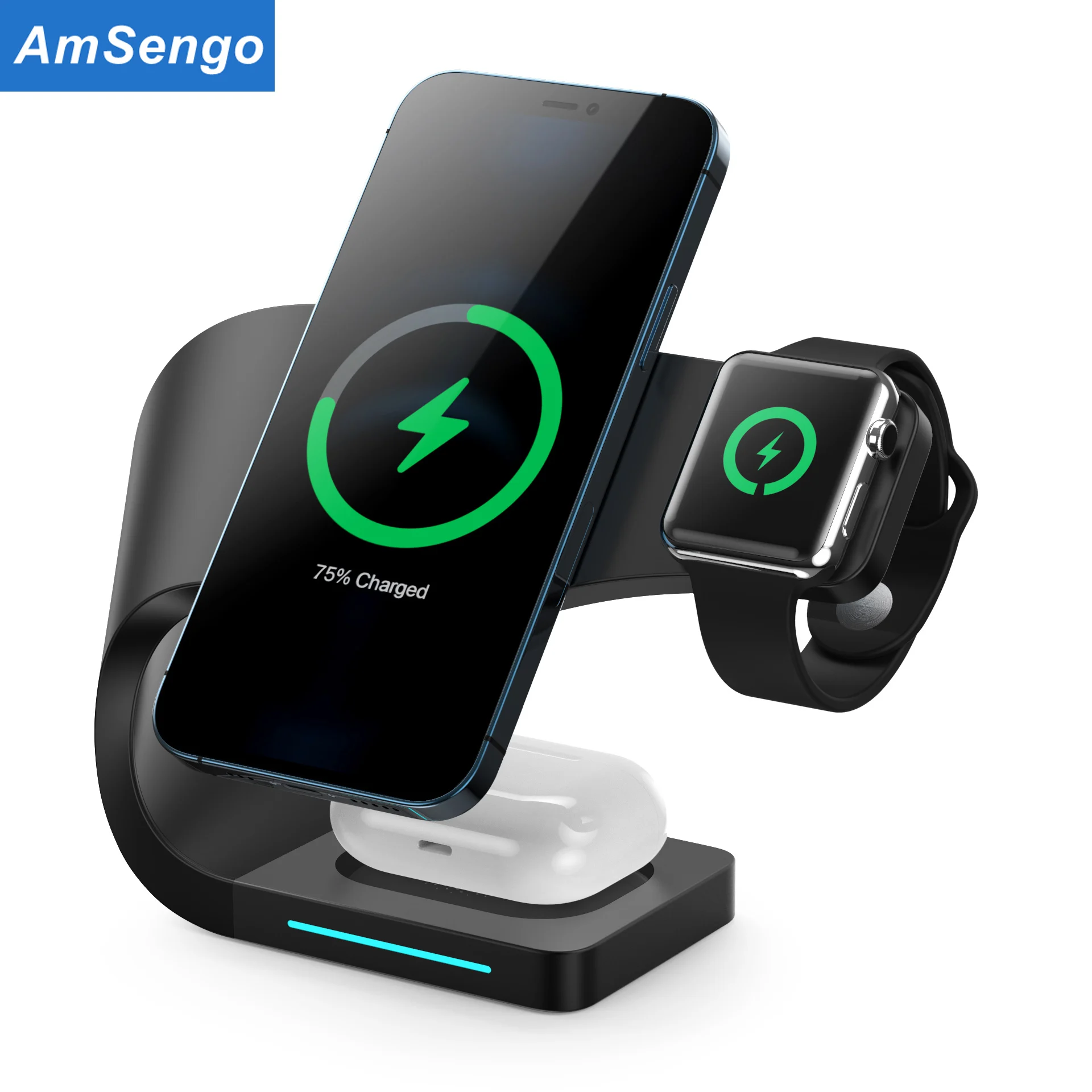 

Магнитное Беспроводное зарядное устройство 3 в 1 для iPhone 13 12 Pro Max/ Mini зарядные устройства для Apple Watch 6 5 4 SE Airpods Pro 2 3 Держатель зарядного устройс...