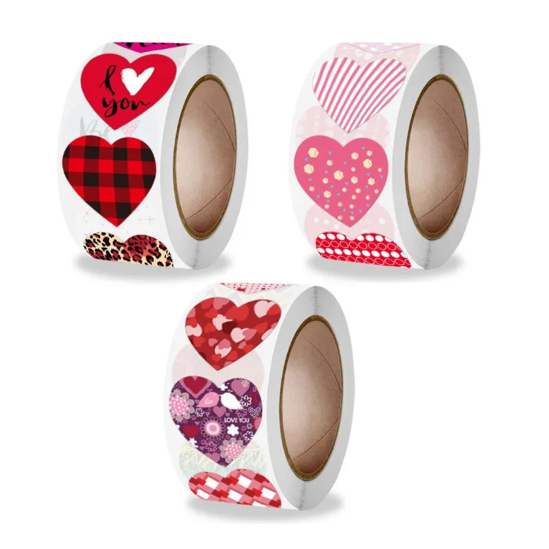 

6000pcs LOVE YOU party birthday gift striped leopard plaid business roll sealer wholesale for envelope box packaging