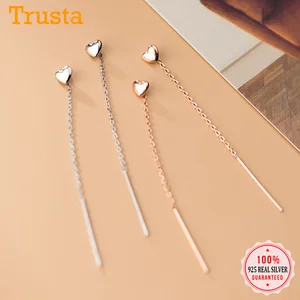 Серьги-протяжки женские из серебра 925 пробы с гладкой поверхностью, 6,5 см, DA1124