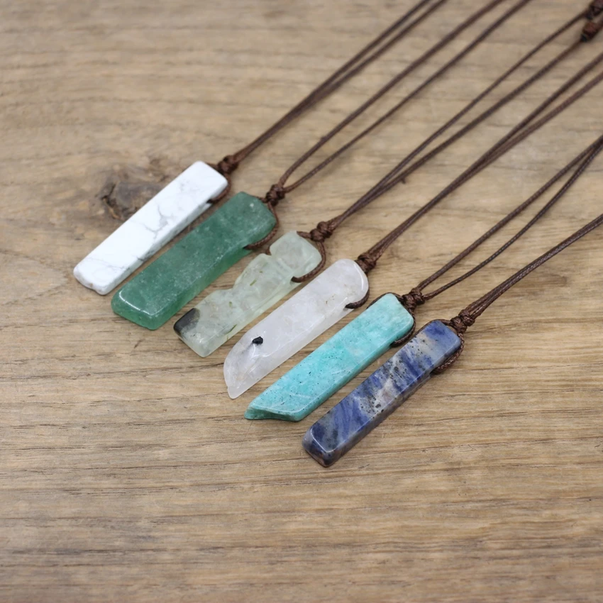 Healing Crystal Natural Stone Slice Pendants Necklace,Reiki Chakra Gmes Quartz Lapis Amethysts Amazonite Women Jewelry,QC3011