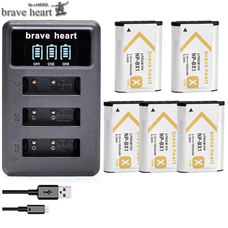 charger and 5battery 5x NPBX1 np bx1 NP-BX1 батарея и 1x USB зарядное устройство для sony DSC и HDR камера видеокамера H400 HX300 HX50V HX90 HDR AS10 AS15 AS20 - Цвет: charger and 5battery