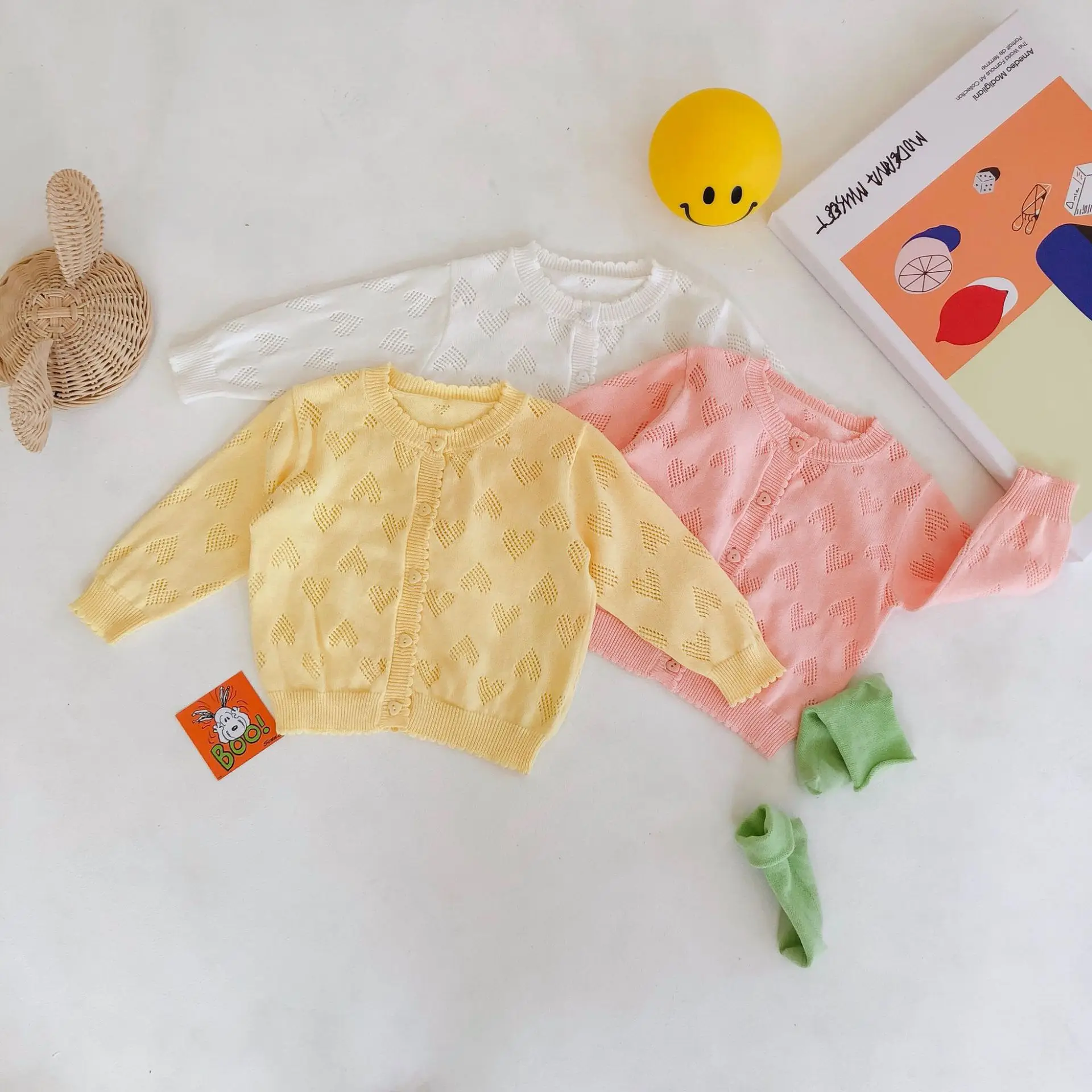 Кардиган для девочек 0-24 мес. свитер новорожденных осенняя одежда детей вязаный