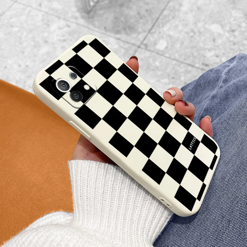 

Ins Checkerboard Case For Xiaomi Mi 11 lite Ultra 11i 11T 10T 9T Pro Lite 10 10S 9 8 lite Pro Poco F2 X2 F3 Pro Phone Back Cover