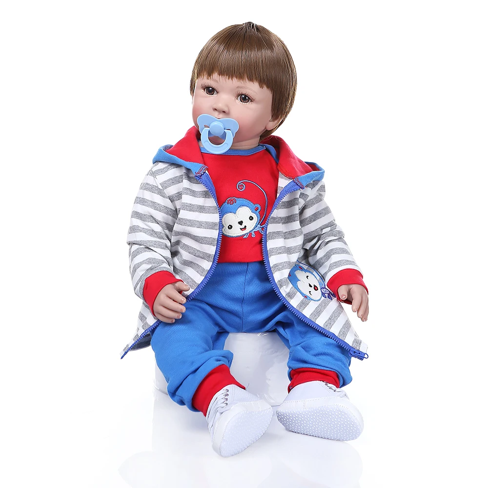 60 см силиконовая кукла для новорожденного малыша мальчика одежда с обезьянкой