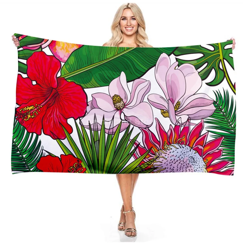 

Ins Style Leaves 3d Beach Towel Tropical Delicate Microfiber Bath Towel Outdoor Blanket Living Room Home Decor Swimming Fashion