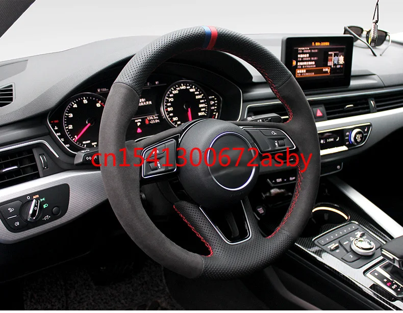 

For Audi A1 A3 A8L S5 S7 SQ5 TT R8 DIY leather suede steering wheel cover car interior accessories