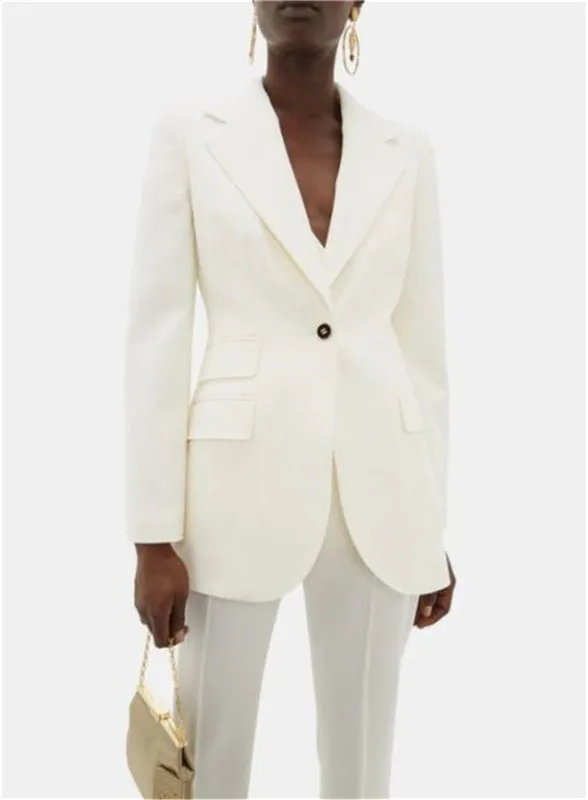 

2 Pcs Ivory Work Women Suits Jacket+Pants Women Business Suits Women Pantsuit Office Style Female Trouser Suit Custom Made