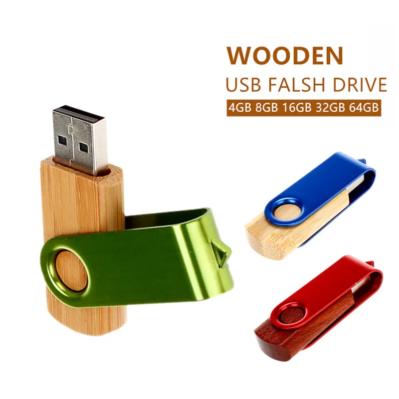 

new Rotary metal Wood USB Flash Drive Memory Stick 2.0 4GB 8GB Pendrive 16GB pen drive 32GB 64GB 128gb usb disk free custom logo