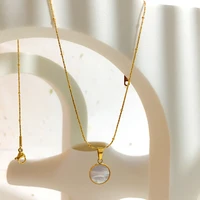 monlansher natural shell geometric pendant necklace cute gold color thin chain chokers minimalist trendy chain necklaces jewelry