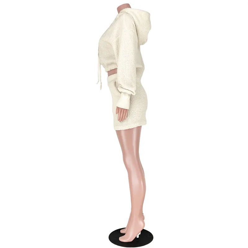

WJFZQM Fashion Sexy Two Piece Set Turn Down Collar Crop Top and Skirt Fall Winter Workout Sweat Suits 2 Piece Sets Women Outfits
