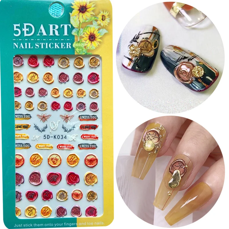 5D тисненые наклейки для дизайна ногтей винтажные конверты лак печать Дизайн