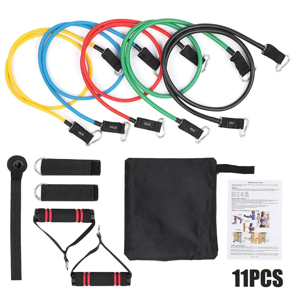 

Portable 11pcs Emulsion Puller Fitness Equipments 150LB Fitness Pull Rope Stretch Arm Apparatus Removable Training Bands