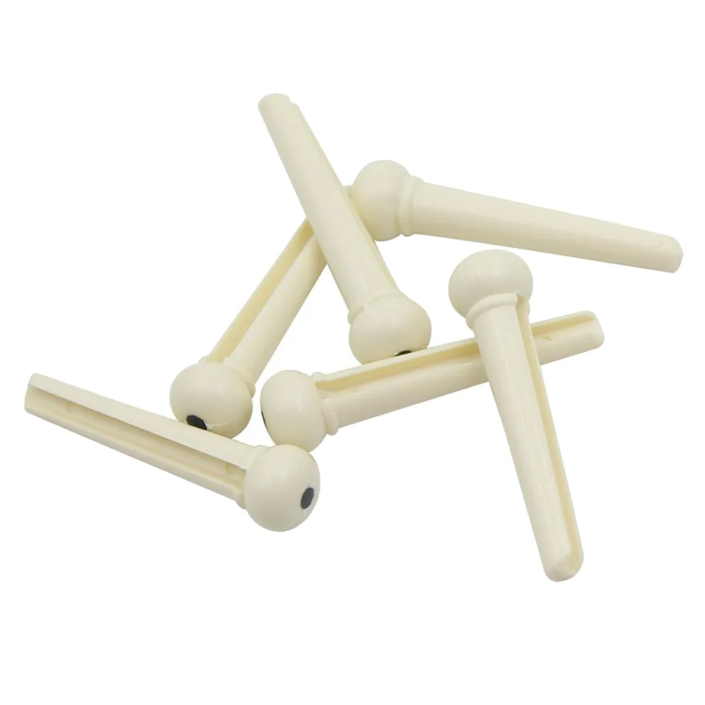 

6pcs Guitar Bridge Pins Acoustic ABS String End Pegs White With Dot