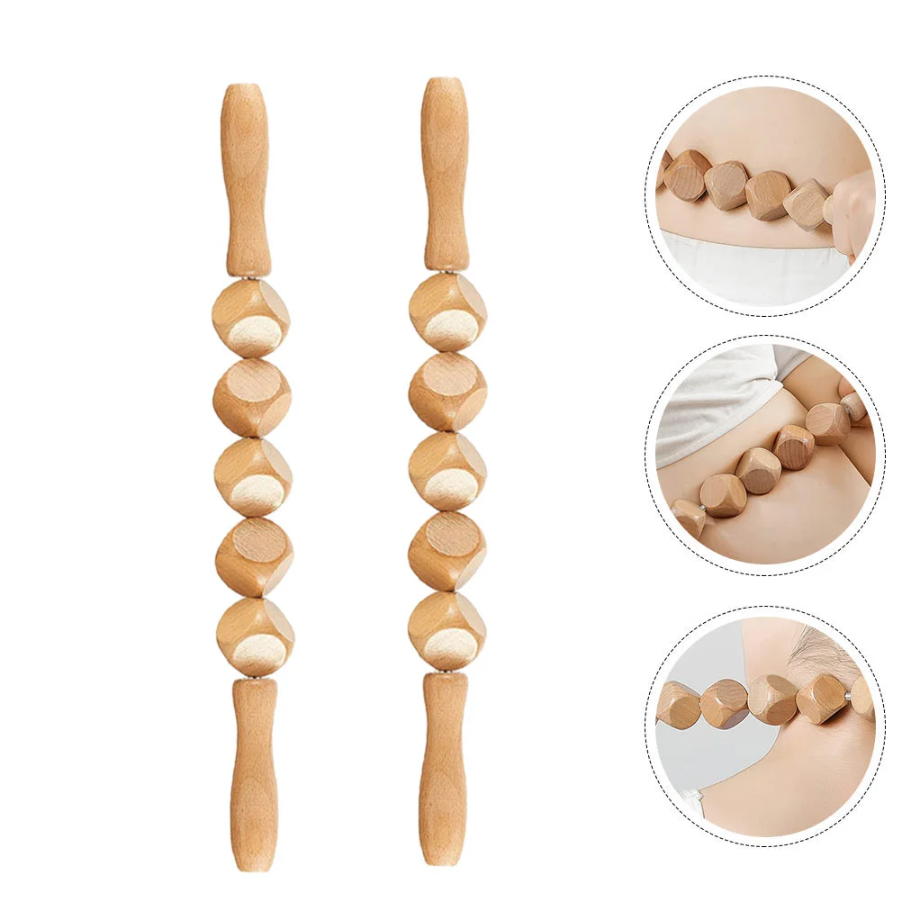 

2Pcs Multipurpose Muscle Massagers Chic Fitness Rollers Wooden Muscle Rollers (Light Brown)