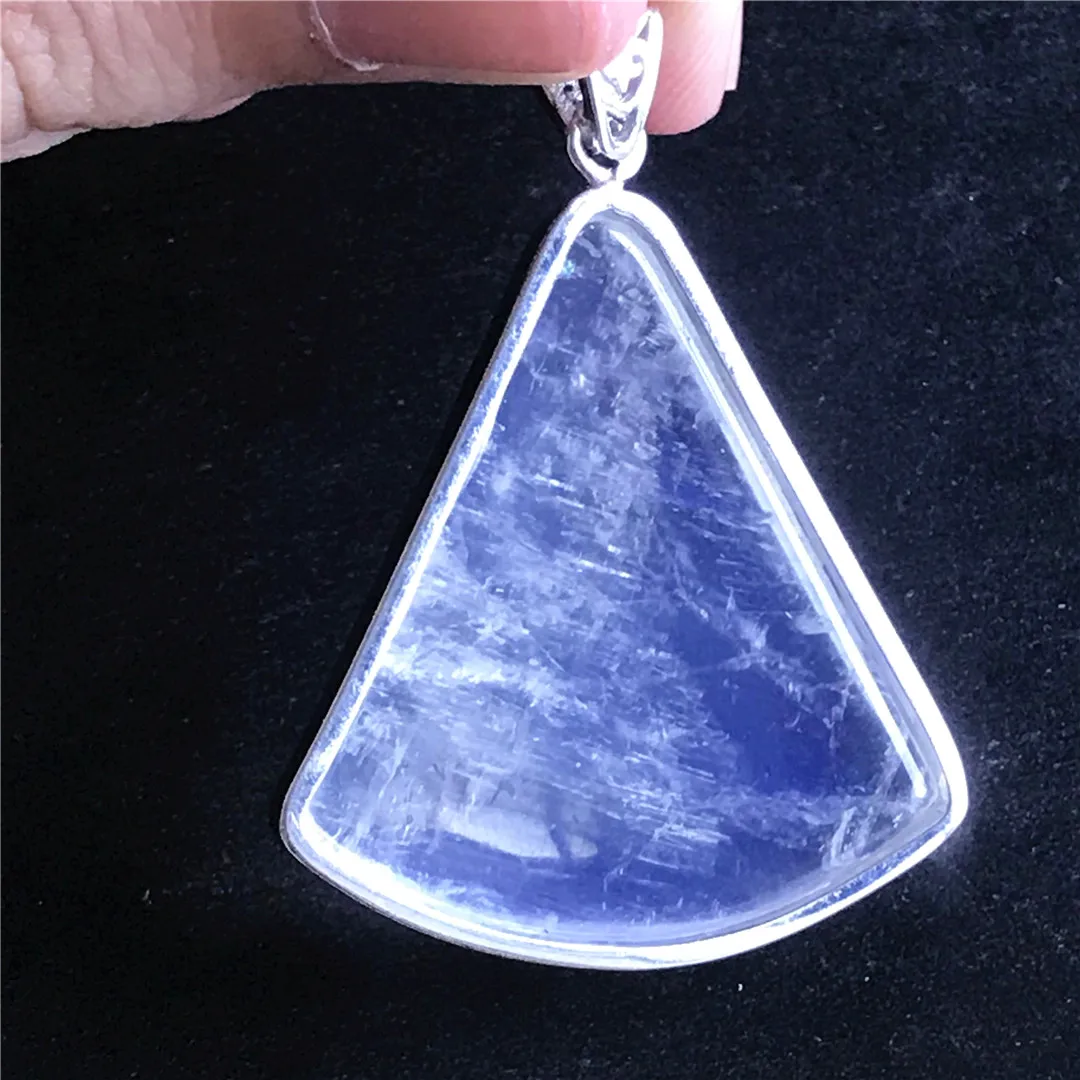 

Top Natural Blue Light Moonstone Pendant Silver Sterling For Women Man Crystal 32x30x7mm Beads Healing Luck Stone Jewelry AAAAA
