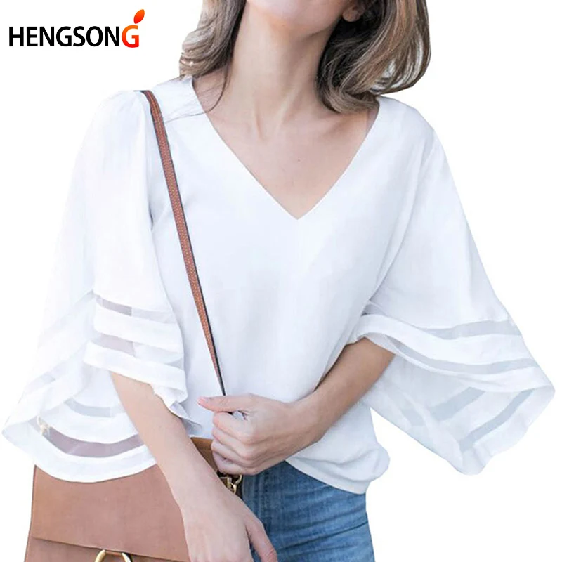 Летняя новинка Женская рубашка с коротким рукавом женская модная Лоскутная