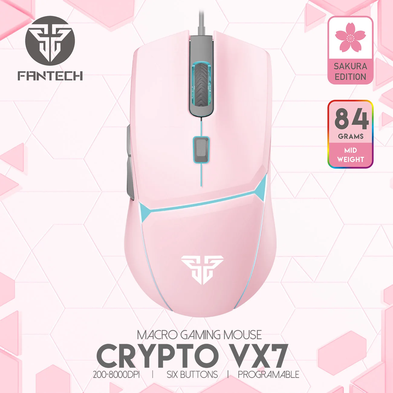 

Проводная игровая мышь FANTECH VX7 SAKURA, 8000DPI, оптический сенсор, 5 кнопок