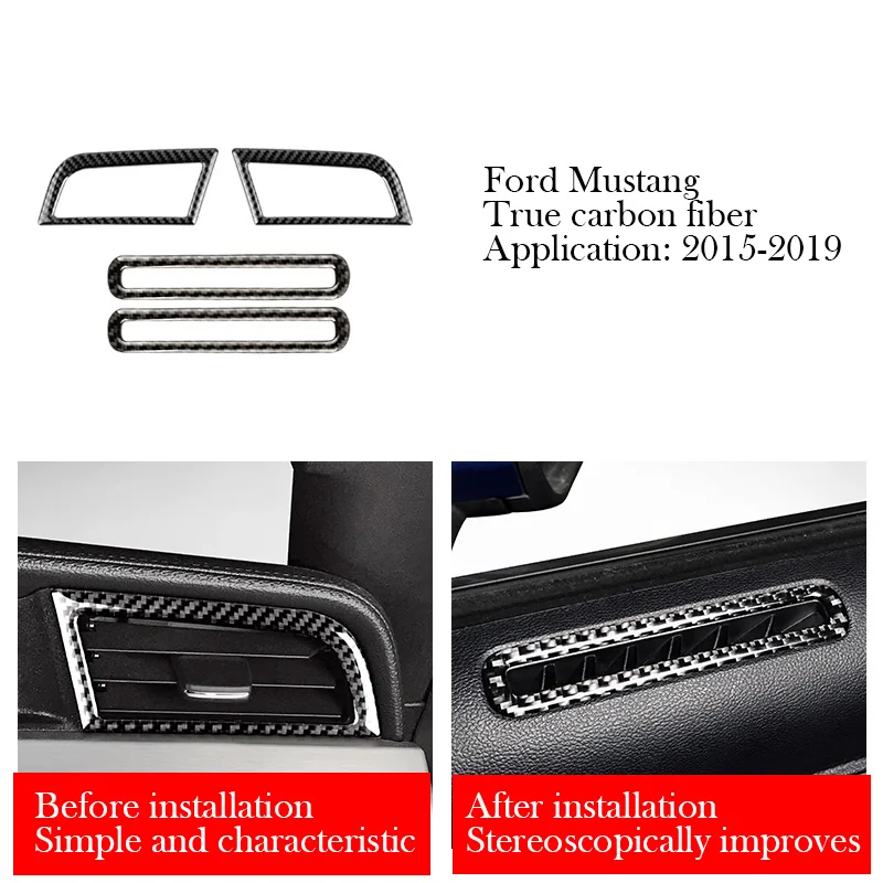 

Fords Mustang, воздушное кольцо для панели, настоящая углеволоконная декоративная наклейка для 2015, 2016, 2017, 2018, 2019