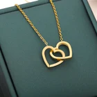 Двойной подвески для ожерелья в форме сердца для Для женщин Love ювелирный подарок для невесты Нержавеющаясталь звено цепи Bijoux Femme (украшения своими руками) Колье