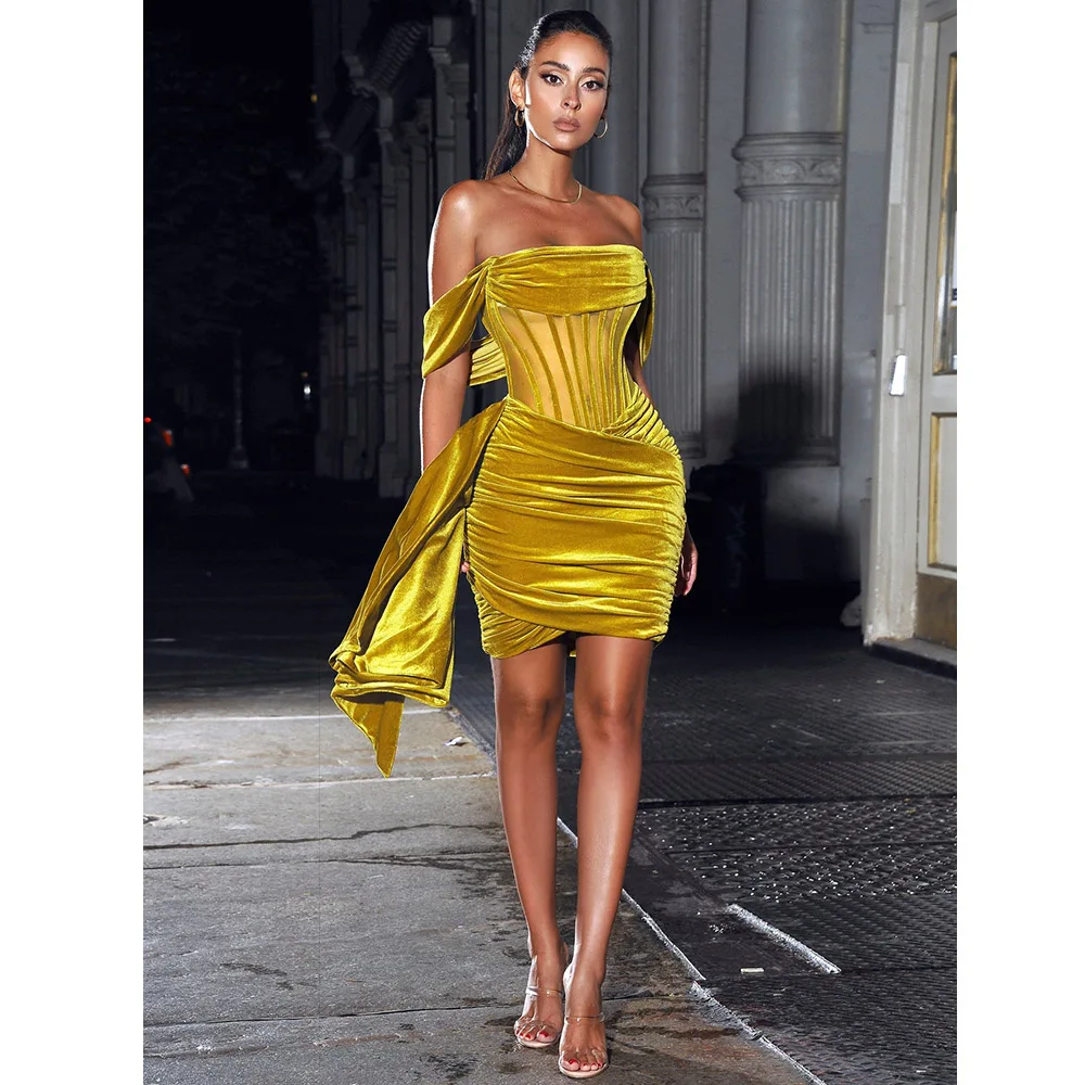 

Miingstyle New Arrivals Fashion Women Mini Dress Sexy Short Sleeve Backless Birthday Club Celebrity Evening Runway Party Dress