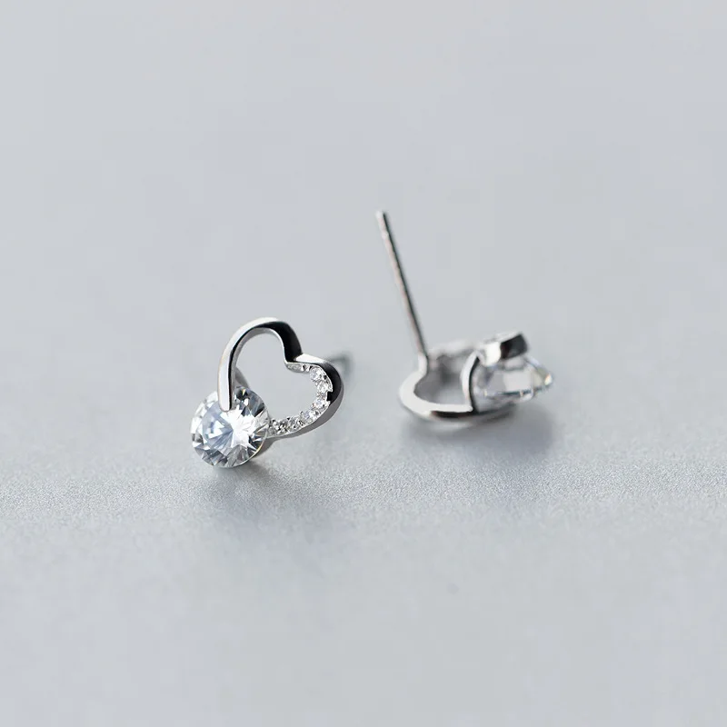 Trusta 925 пробы Серебряные ювелирные изделия Модные милые миниатюрные 9 мм X 10 мм полые CZ серьги в виде сердца, подарок для девочек Дети Леди DS545