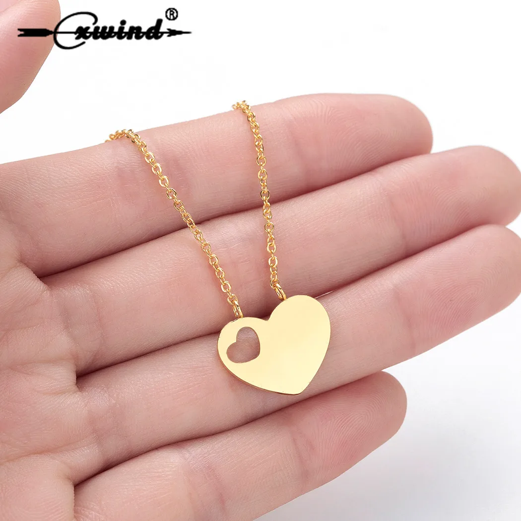Cxwind модные ожерелья с подвесками в виде двойного сердца для женщин и мужчин