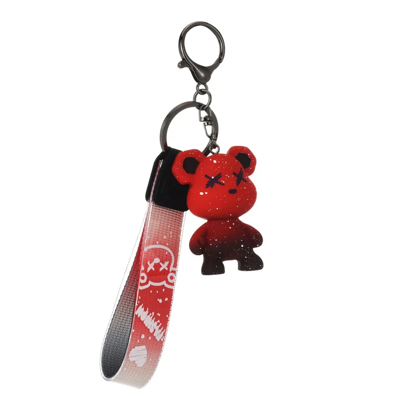 

Trendy Peripheral Keychain Violent Bear Key Pendant Three Colors Colorful Gradient Color Bag Ornaments