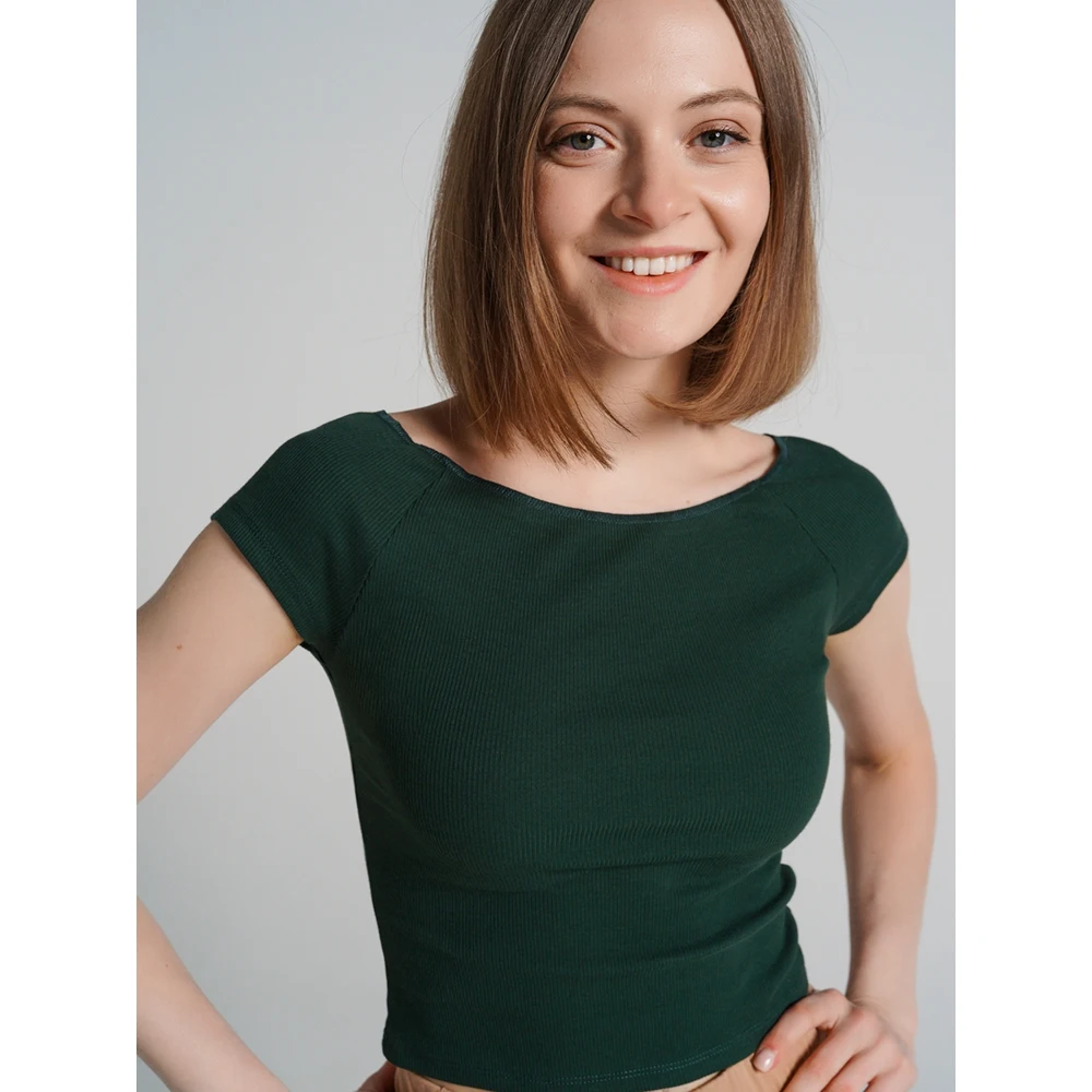 Футболка с кор.рукавом темно зеленый 95% Хлопок 5% Лайкра|Футболки| |