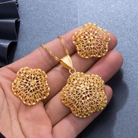 dubai luxury new 24k gold jewelry sets for women indian bridal ethiopia necklace earrings african indian wedding set wife gifts