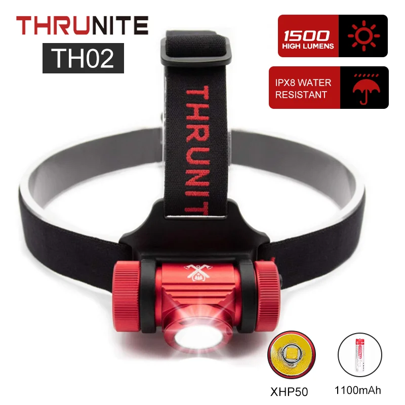 

ThruNite TH02 Outsider LED Headlight XHP50 LED Torch Headlamp Super Bright 1500 lumens LED Rechargeable 18350 Battery Orginal