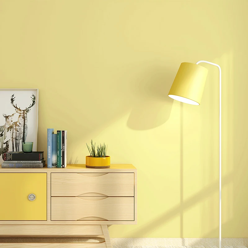 Желтые обои чистый цвет гостиная спальня ресторан современный минималистичный