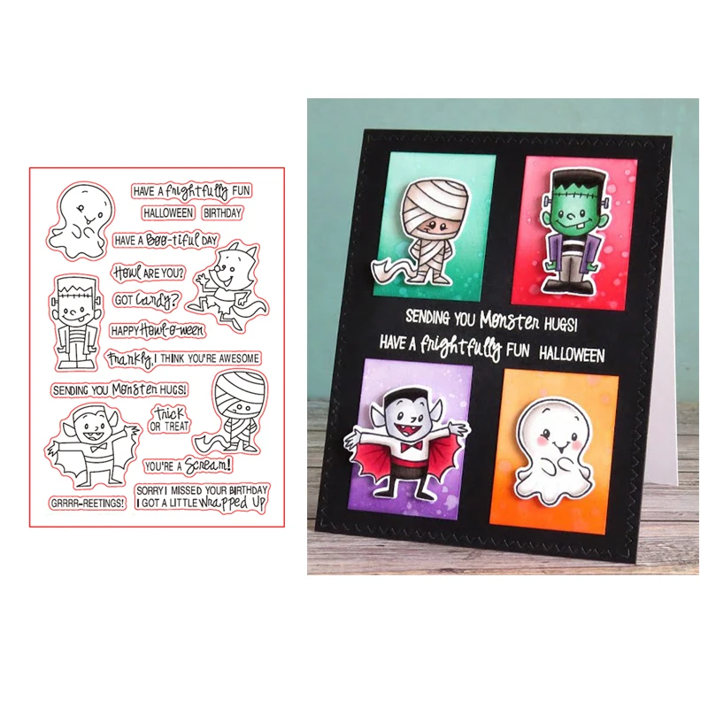 Прозрачный силиконовый штамп Monster Mash/печать для скрапбукинга своими руками/фото