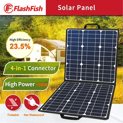Портативная солнечная панель, 100 Вт, 18 в, 5 В, USB-фонарик, складное зарядное устройство для батарей, складной уличный источник питания, для кемпинга и сада